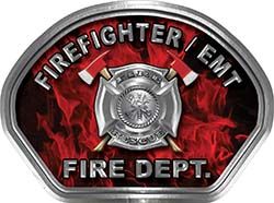  
	Firefighter EMT Fire Fighter, EMS, Rescue Helmet Face Decal Reflective in Inferno Red 
