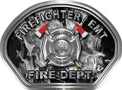  
	Firefighter EMT Fire Fighter, EMS, Rescue Helmet Face Decal Reflective in Inferno Gray 
