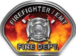  
	Firefighter EMT Fire Fighter, EMS, Rescue Helmet Face Decal Reflective in Real Fire 
