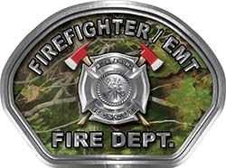  
	Firefighter EMT Fire Fighter, EMS, Rescue Helmet Face Decal Reflective in Real Camo 
