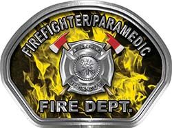  
	Firefighter PARAMEDIC Fire Fighter, EMS, Rescue Helmet Face Decal Reflective in Inferno Yellow 
