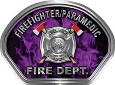  
	Firefighter PARAMEDIC Fire Fighter, EMS, Rescue Helmet Face Decal Reflective in Inferno Purple 
