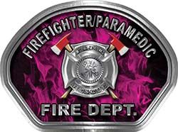  
	Firefighter PARAMEDIC Fire Fighter, EMS, Rescue Helmet Face Decal Reflective in Inferno Pink 
