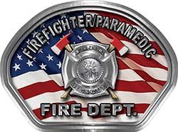  
	Firefighter PARAMEDIC Fire Fighter, EMS, Rescue Helmet Face Decal Reflective With American Flag 
