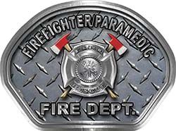  
	Firefighter PARAMEDIC Fire Fighter, EMS, Rescue Helmet Face Decal Reflective With Diamond Plate 
