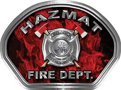  
	Hazmat Fire Fighter, EMS, Rescue Helmet Face Decal Reflective in Inferno Red 
