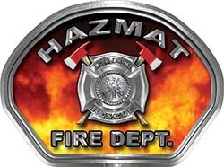  
	Hazmat Fire Fighter, EMS, Rescue Helmet Face Decal Reflective in Real Fire 
