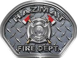  
	Hazmat Fire Fighter, EMS, Rescue Helmet Face Decal Reflective With Diamond Plate 
