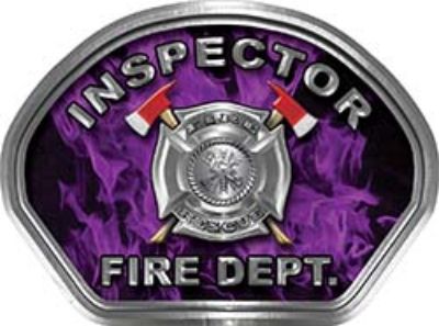  
	Inspector Fire Fighter, EMS, Rescue Helmet Face Decal Reflective in Inferno Purple 
