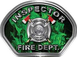  
	Inspector Fire Fighter, EMS, Rescue Helmet Face Decal Reflective in Inferno Green 
