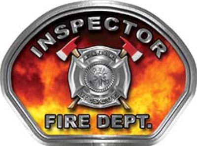  
	Inspector Fire Fighter, EMS, Rescue Helmet Face Decal Reflective in Real Fire 
