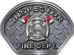  
	Inspector Fire Fighter, EMS, Rescue Helmet Face Decal Reflective With Diamond Plate 
