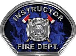  
	Instructor Fire Fighter, EMS, Rescue Helmet Face Decal Reflective in Inferno Blue 
