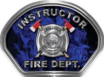  
	Instructor Fire Fighter, EMS, Rescue Helmet Face Decal Reflective in Inferno Blue 
