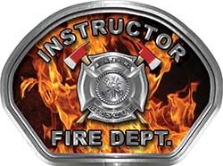  
	Instructor Fire Fighter, EMS, Rescue Helmet Face Decal Reflective in Inferno Real Flames 
