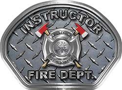  
	Instructor Fire Fighter, EMS, Rescue Helmet Face Decal Reflective With Diamond Plate 
