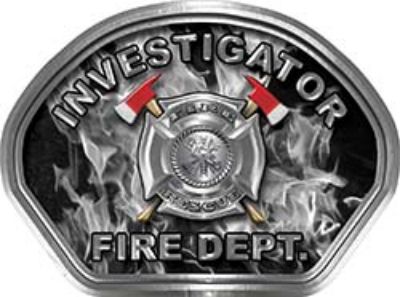  
	Investigator Fire Fighter, EMS, Rescue Helmet Face Decal Reflective in Inferno Gray 
