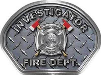  
	Investigator Fire Fighter, EMS, Rescue Helmet Face Decal Reflective With Diamond Plate 
