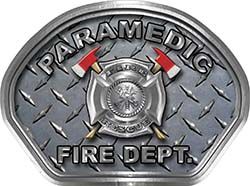  
	Paramedic Fire Fighter, EMS, Rescue Helmet Face Decal Reflective With Diamond Plate 
