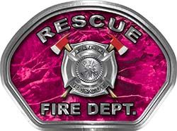  
	Rescue Fire Fighter, EMS, Rescue Helmet Face Decal Reflective in Pink Camo 
