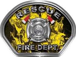  
	Rescue Fire Fighter, EMS, Rescue Helmet Face Decal Reflective in Inferno Yellow 
