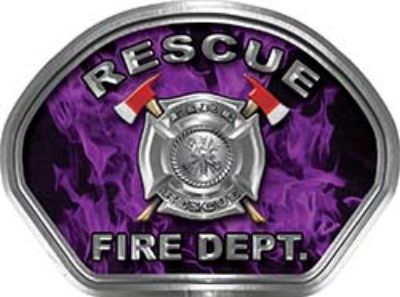  
	Rescue Fire Fighter, EMS, Rescue Helmet Face Decal Reflective in Inferno Purple 
