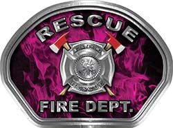  
	Rescue Fire Fighter, EMS, Rescue Helmet Face Decal Reflective in Inferno Pink 
