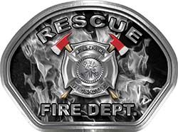  
	Rescue Fire Fighter, EMS, Rescue Helmet Face Decal Reflective in Inferno Gray 
