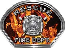  
	Rescue Fire Fighter, EMS, Rescue Helmet Face Decal Reflective in Inferno Real Flames 
