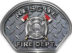  
	Rescue Fire Fighter, EMS, Rescue Helmet Face Decal Reflective With Diamond Plate 
