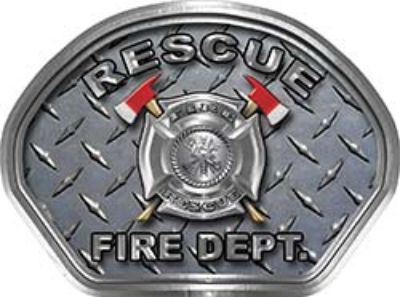  
	Rescue Fire Fighter, EMS, Rescue Helmet Face Decal Reflective With Diamond Plate 
