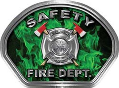  
	Safety Fire Fighter, EMS, Safety Helmet Face Decal Reflective in Inferno Green 
