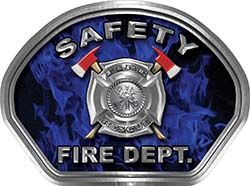  
	Safety Fire Fighter, EMS, Safety Helmet Face Decal Reflective in Inferno Blue 
