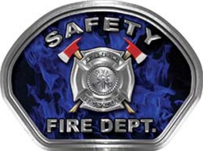  
	Safety Fire Fighter, EMS, Safety Helmet Face Decal Reflective in Inferno Blue 
