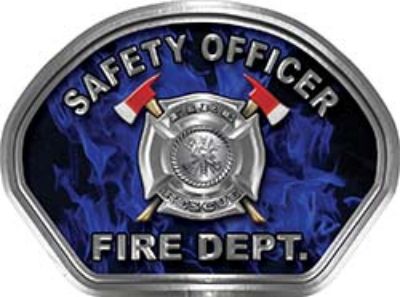  
	Safety Officer Fire Fighter, EMS, Rescue Helmet Face Decal Reflective in Inferno Blue 
