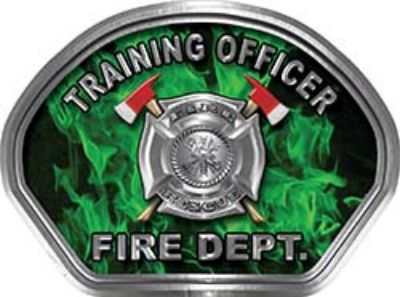  
	Training Officer Fire Fighter, EMS, Rescue Helmet Face Decal Reflective in Inferno Green 
