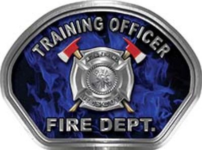  
	Training Officer Fire Fighter, EMS, Rescue Helmet Face Decal Reflective in Inferno Blue 
