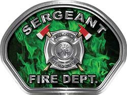  
	Sergeant Fire Fighter, EMS, Rescue Helmet Face Decal Reflective in Inferno Green 
