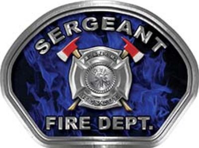  
	Sergeant Fire Fighter, EMS, Rescue Helmet Face Decal Reflective in Inferno Blue 
