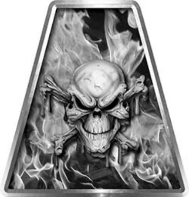 Fire Fighter, EMS, Rescue Helmet Tetrahedron Decal Reflective in Inferno Gray with Skull
