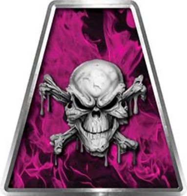 Fire Fighter, EMS, Rescue Helmet Tetrahedron Decal Reflective in Inferno Pink with  Skull and Cross Bones