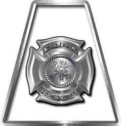 Fire Fighter, EMS, Rescue Helmet Tetrahedron Decal Reflective in White with Maltese Cross