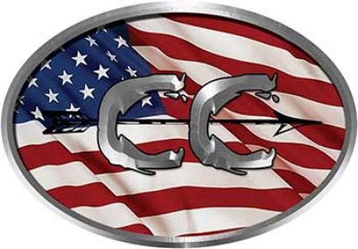 
	Oval Cross Country Distance Running Decal with American Flag