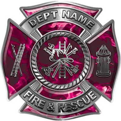 
	Custom Personalized Fire Fighter Decal with Fire Scramble in Pink Inferno
