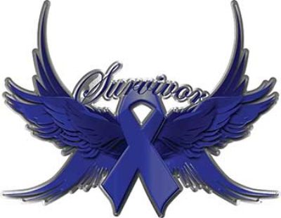 Weston Ink Colon Cancer Survivor Dark Blue Ribbon With Flying Wings Decal From Weston Ink