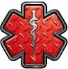 
	Star of Life Emergency Response EMS EMT Paramedic Decal in Red Diamond Plate

