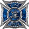 
	Celtic Style Rough Steel Fire Fighter Maltese Cross Decal in Blue Camouflage