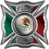 
	Celtic Style Rough Steel Fire Fighter Maltese Cross Decal with Mexican Flag