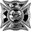 
	Celtic Style Rough Steel Fire Fighter Maltese Cross Decal with Checkered Racing Victory Flag