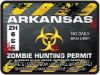 Zombie Hunting Permit Decal Danger Zone Style for Arkansas